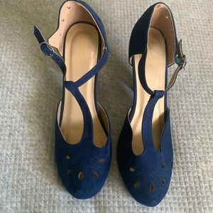 Blue suede heels